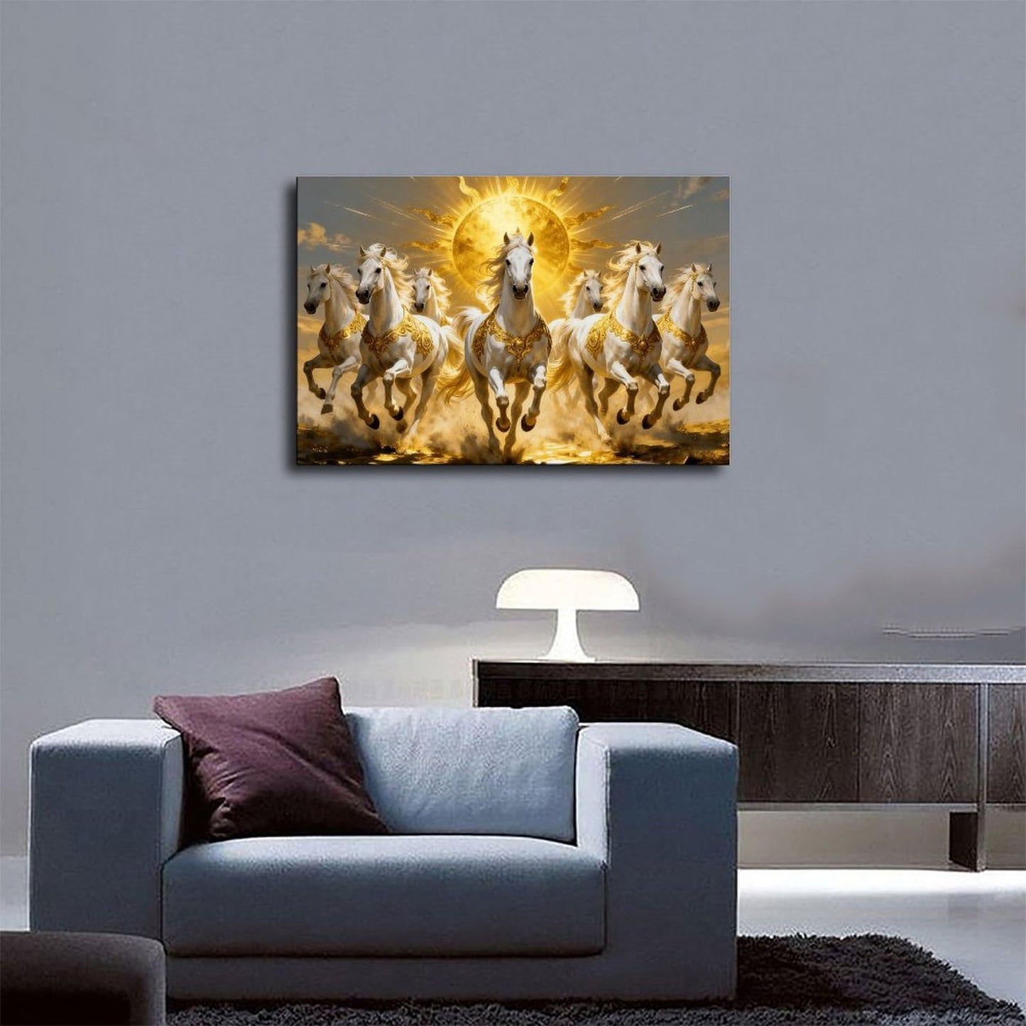 Seven Running Horses Painting Wall Art Poster 7 Lucky Horse Pictures 2 Canvas Poster Wall Art Print - Bedroom Office Bathroom Living Room Decor Unframe-style12x18inch(30x45cm)