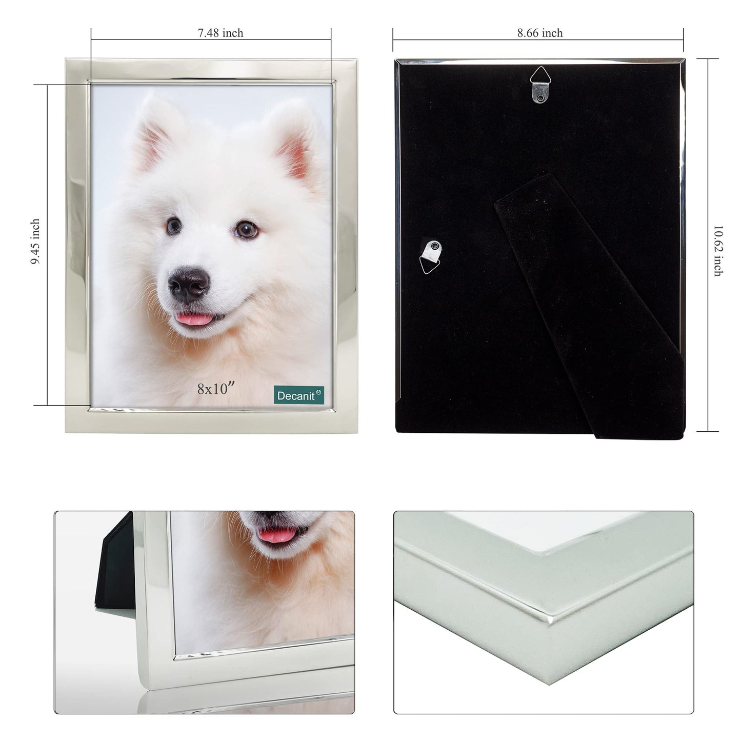 8x10 Picture Frames Silver Metal Photo Frames For Tabletop Display and Wall Decoration-Best Gifts For Family