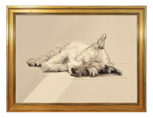 AIKETUO Gold Framed Retro Vintage Wall Art for Bathroom, Vintage Moody Dog Picture Wall Decor, Artwork for Antique Unique Aesthetic Living Room Bathroom Bedroom Desk Table Decor Small L16 x W12