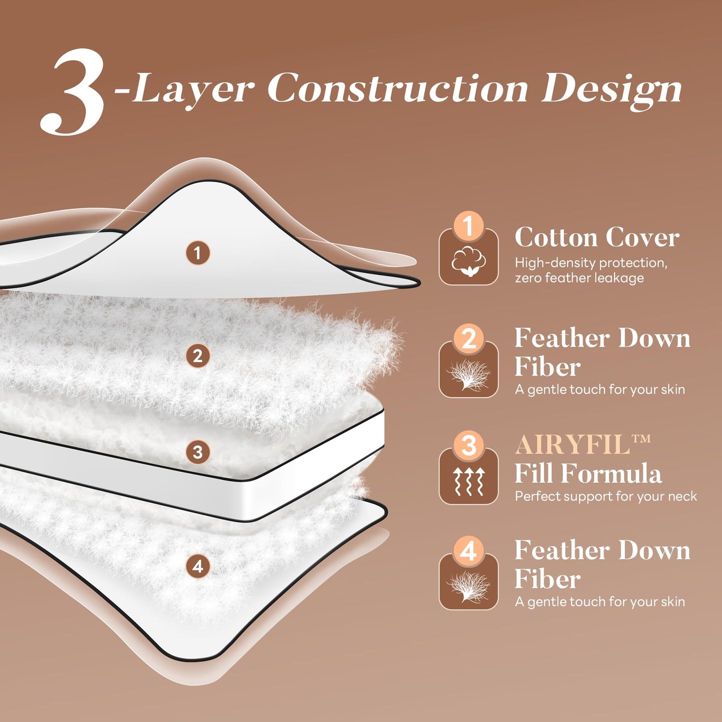 Mosluna Feather Down Pillows Queen Size Set of 2, Hotel Collection Bed Pillows 2 Pack, Medium Firm Pillow for Side, Back or Stomach Sleepers, Downproof, Gusset Design 20x30 in.