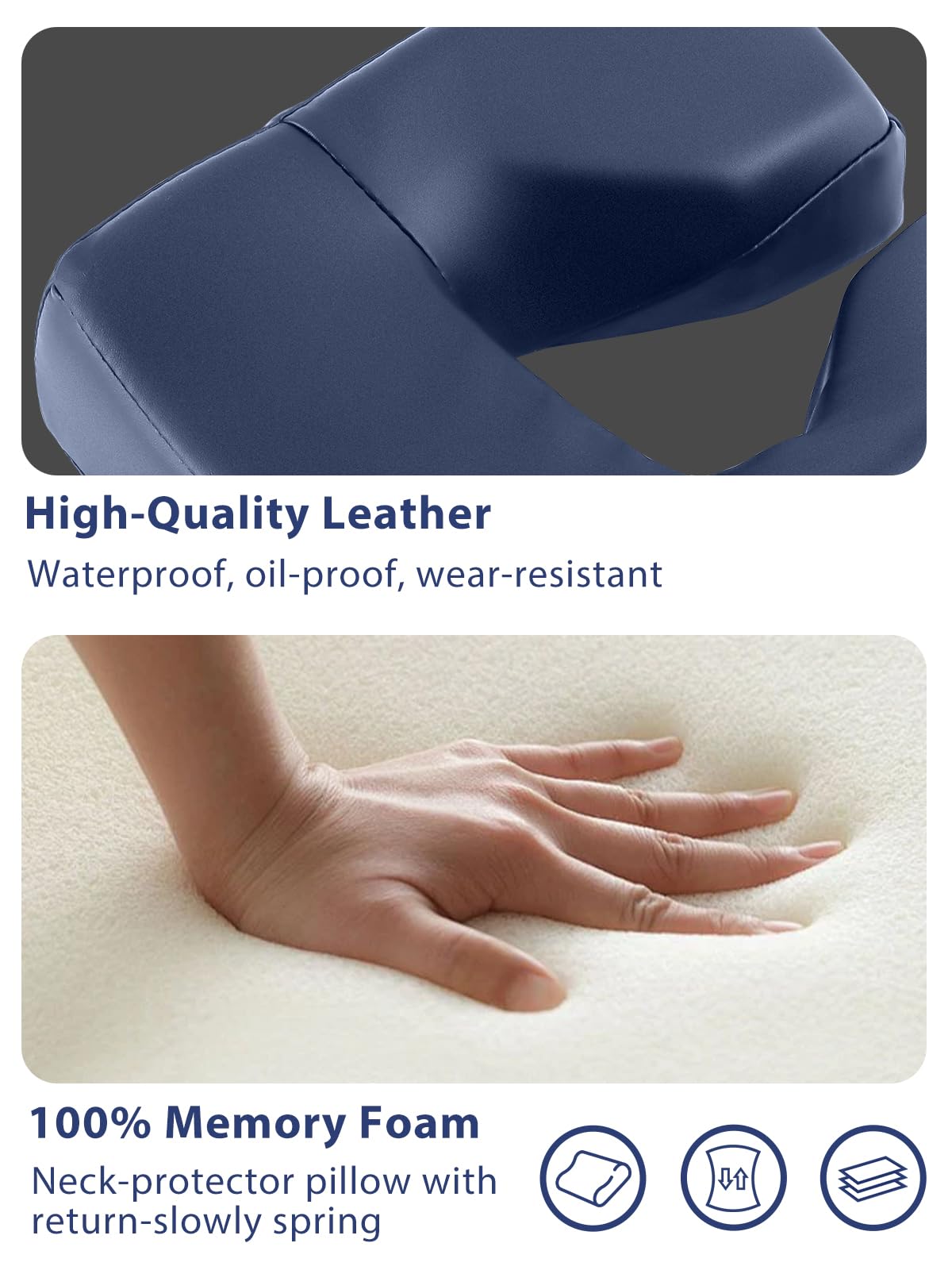 TOROKOM Adjustable Headrest Massage Kit, Face Pillow Cradle & Support Bracket, Hanging Arm Rest, Square Face Pillow for Sleeping Mattress Top(Blue)
