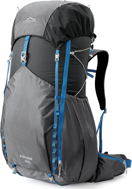 IX INOXTO 55L Internal Frame Waterproof Hiking Camping Backpack with 3L Water Bladder and Rain Cover, Large Lightweight Travel Daypack Rucksack for Climbing (Dark Gray)