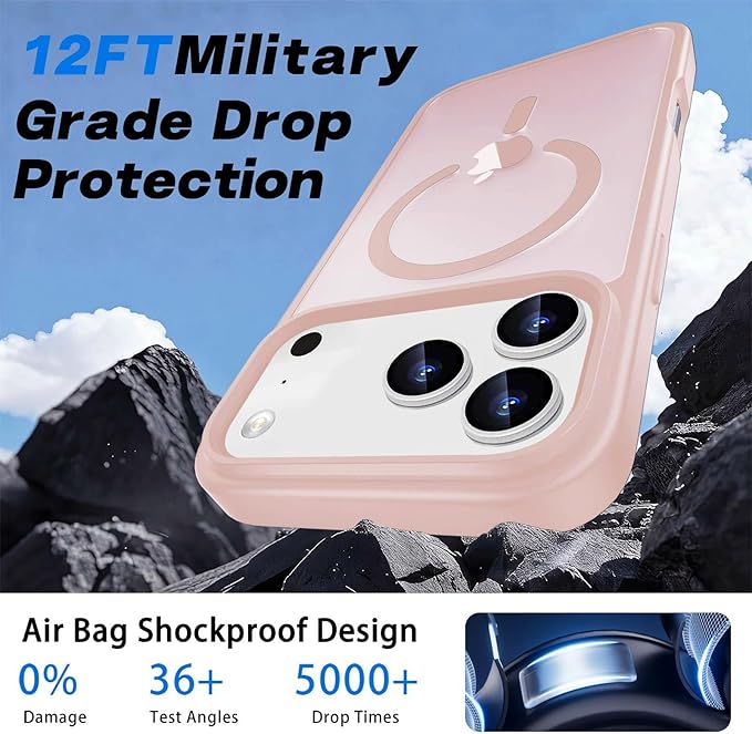 Ntwinro Magnetic for iPhone 17 Pro Case (Compatible with MagSafe) with Detachable Wallet & Card Holder for 3 Cards [RFID Blocking] Military Grade Protective Slim Phone Cover, Pink