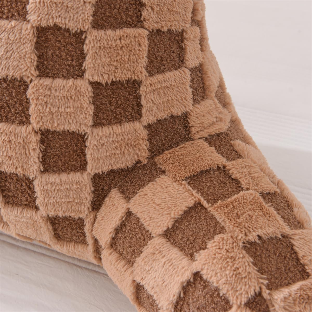 Holawakaka Checkered Reading Pillow for Bed and Sofa Couch Sitting Up, Backrest Pillows with Arms for Kids Teens Adults, Back Support Cushion for Lounging, Watching TV, Working on Laptop Khaki
