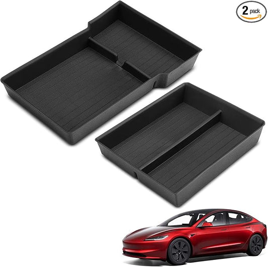 YHTAUTO Center Console Organizer Compatible with Tesla Model Y Juniper 2025 2026(Premium & Performance),Tesla Model 3 Highland 2024 2025 2026, TPE Hidden Storage Box, Car Storage Organizer Accessories