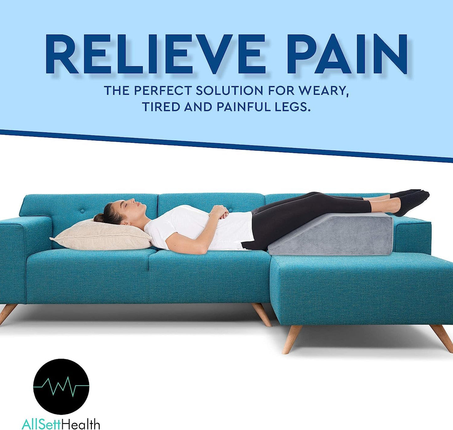 Leg Elevation Pillow - Memory Foam Leg Elevating Pillow | Leg Rest Wedge - Leg Pillow Elevation Blood Circulation | Relieves and Recovers Foot & Ankle Injuries | Foot Elevation Pillows for Swelling
