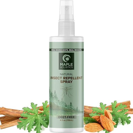 Natural Bug Repellent Spray for Body - DEET Free Bug Spray for Kids & Adults for Ticks Mosquitoes & Insects - Made with Citronella Rosemary & Lemongrass - Light Scent Vegan & Cruelty Free (4 Fl Oz)