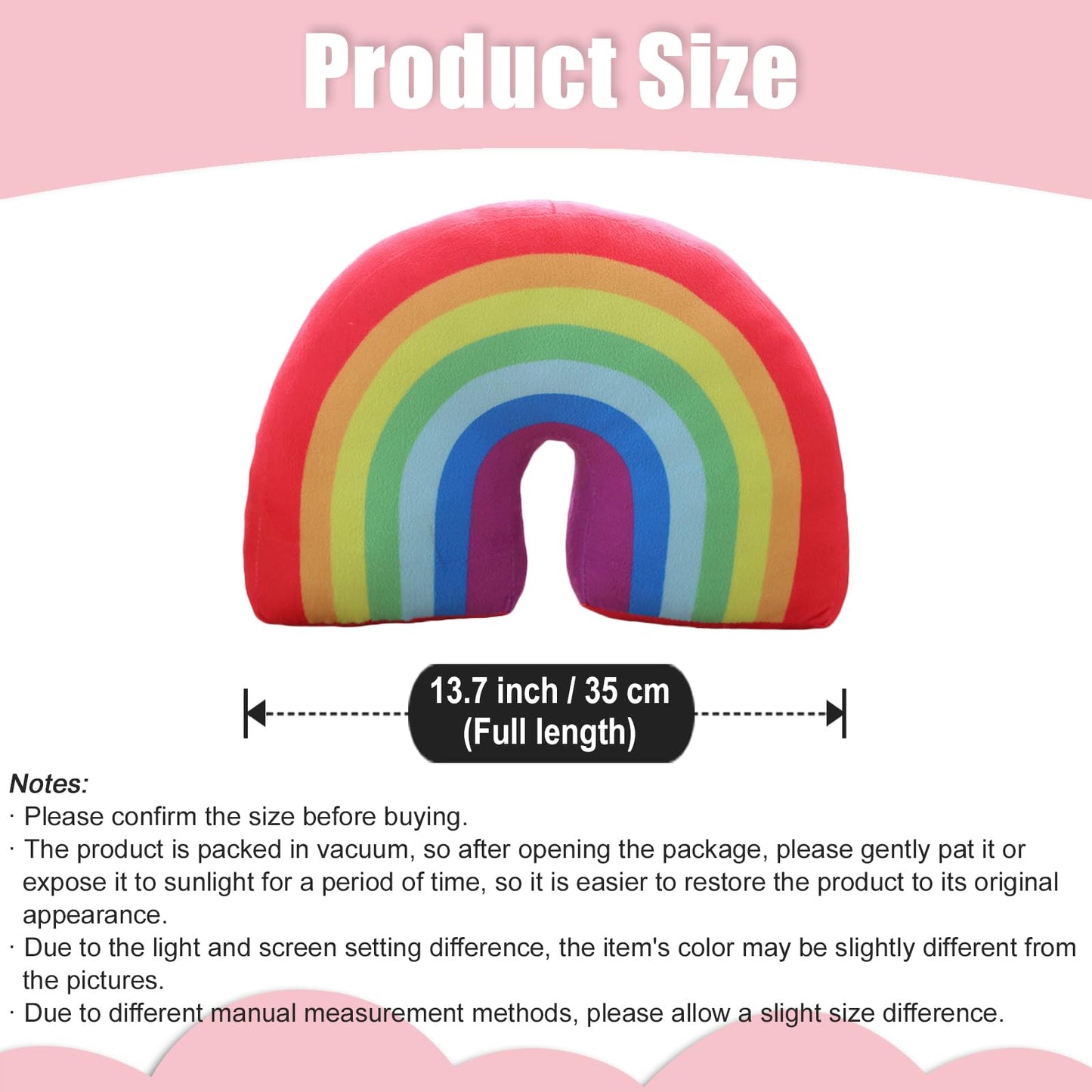 zhidiloveyou Rainbow Pillow Plush Funny Stuffed Rainbow Shaped Decorative Cushion Toy, 13.7"