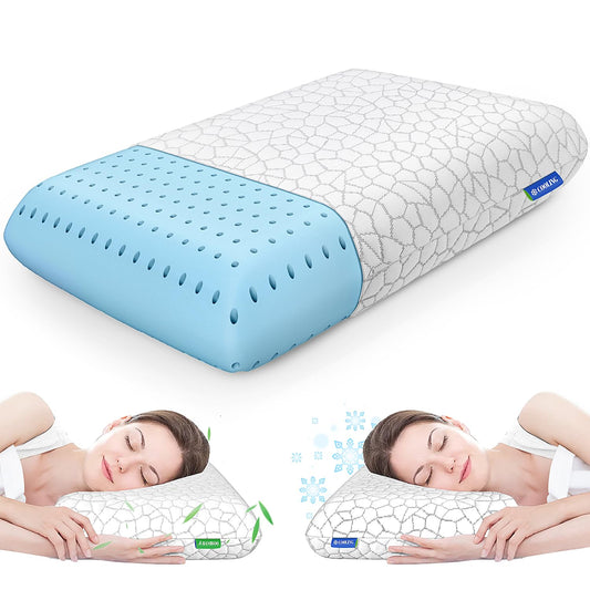 CushZone Memory Foam Pillows for Sleeping, Bed Pillow with Removable and Machine Washable Cover, Bed Pillow for Side, Neck Pillow, Back and Stomach Sleepers, Standard Size (1 Pack)