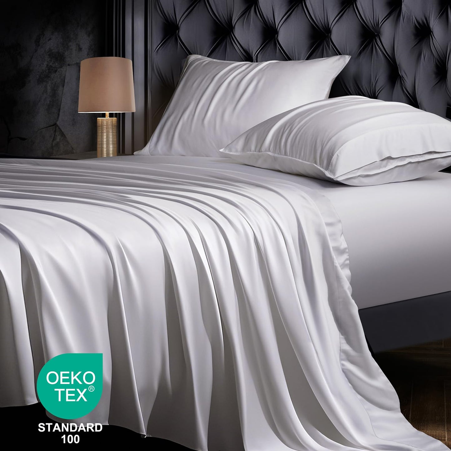 OnlySet 18-24 Inch Extra Deep Pocket King Sheet Set, 100% Viscose Derived from Bamboo Sheets King Size Bed Sheets, 4Pcs Soft Ivory Cooling Sheets for Hot Sleepers