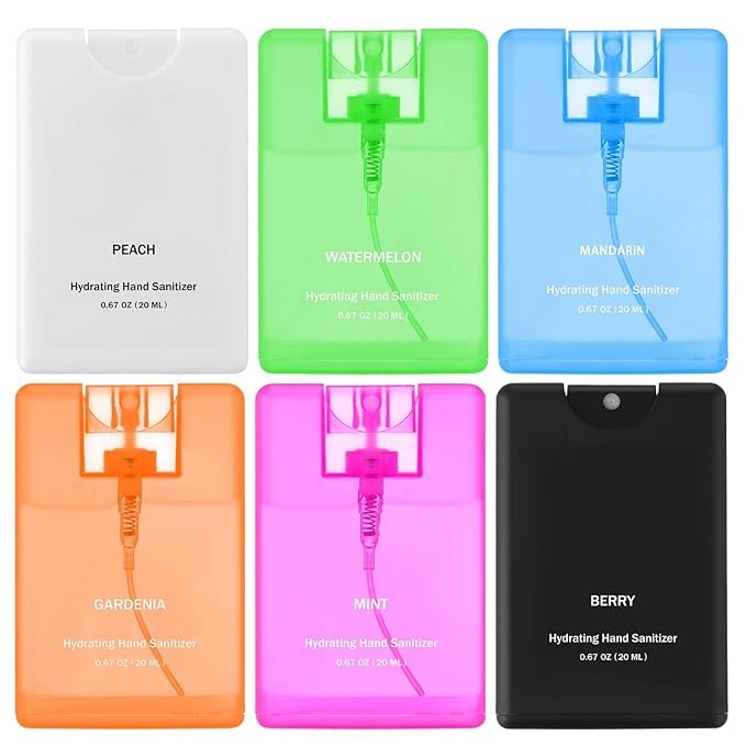 6 Pack Hand Sanitizer Spray Bulk Travel Size Hand Sanitizer Spray Mini Hydrating Pocket Gifts for Coworker Staff Teacher Holiday Favor(Clear,Classic)