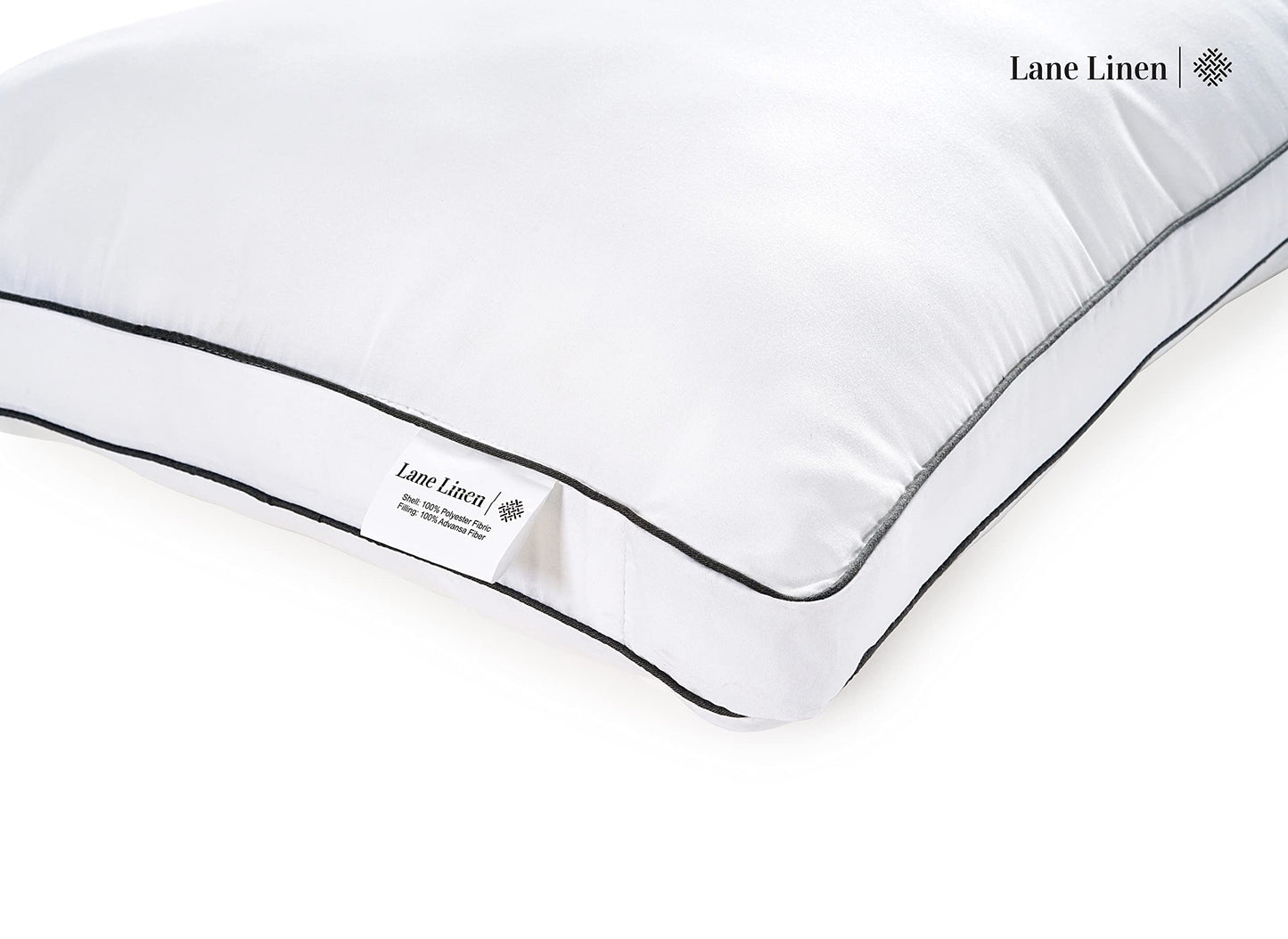 LANE LINEN Pillows Standard Size Set of 2 (20"x30") - Hotel Pillow for Side, Back & Stomach Sleepers, Medium Firm Down Alternative Fill,Cooling Pillows for Bed - Soft & Fluffy Pillow - White