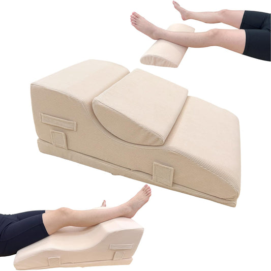 Wellbrance Leg Elevation Pillows for After Surgery, Adjustable Height Wedge Pillow with Removable Knee Insert for 0° Extension & Recovery, Support for Knee Replacement, Hip, Ankle, Corduroy Cover
