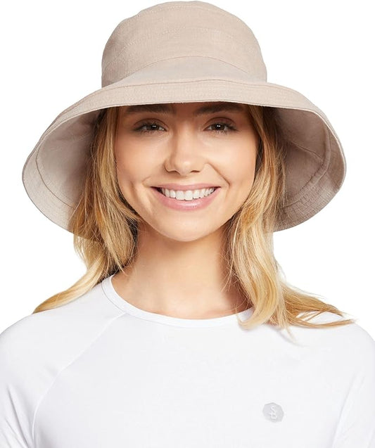 Solbari Women's Holiday Sun Hat UPF 50+ Packable UV Sun Protection Hat with Full Coverage Brim, Reversible, Adjustable Fit