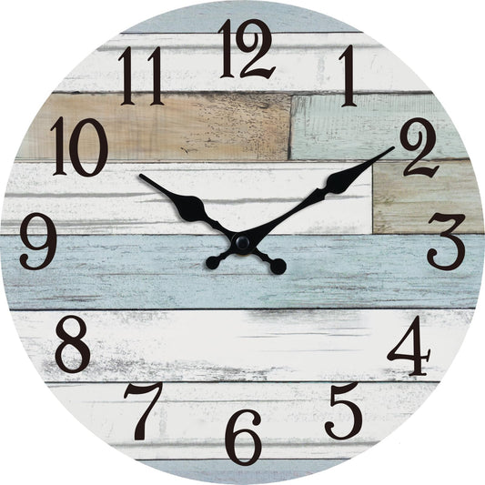 KECYET Wall Clock Battery Operated 12 Inch Silent Non Ticking Coastal Design Country Rustic Retro Decorative for Bathroom Kitchen Living Room Bedroom