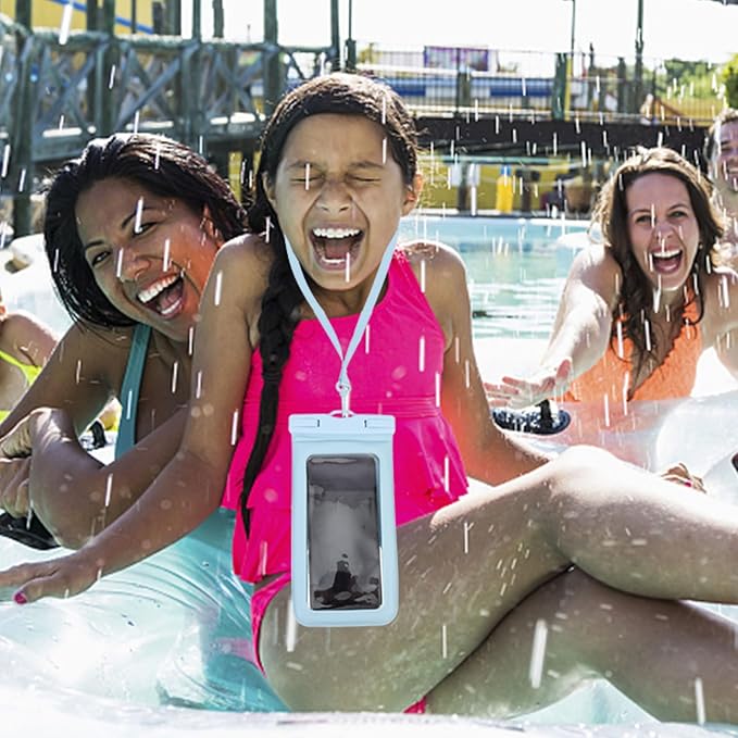 SMASOLO Waterproof Phone Pouch Floating Large Phone Protector Bag for Swimming Diving Spa with Lanyard Gray Blue