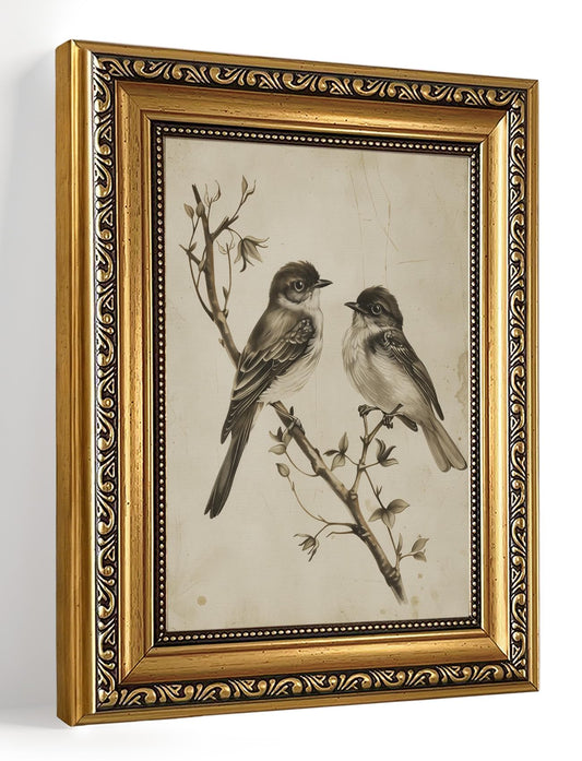 Vintage Gold Framed Wall Art - Bird Canvas Art Prints Cottage Wall Decor Pictures Botanical Illustration Paintings Classic Nature Artwork for Living Room, Bedroom, Office 8x10in
