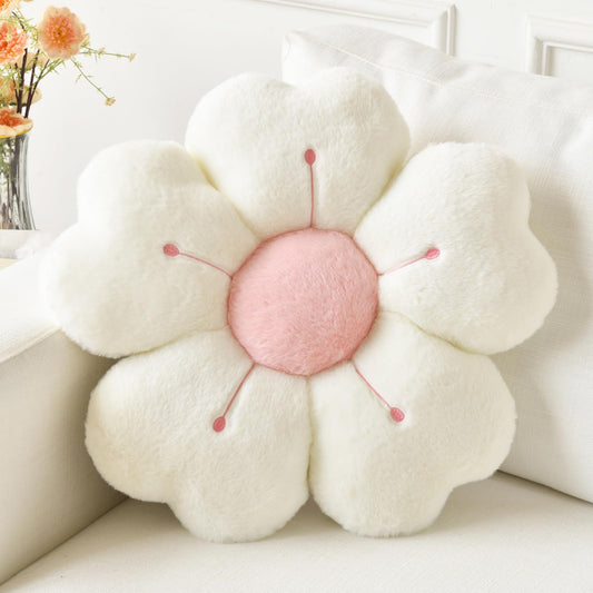 Ddliury Flower Pillow, Cute Decorative Throw Pillow (White, 15 Inches)