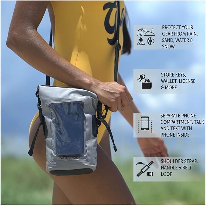 geckobrands Waterproof Phone Tote with 2L Dry Bag and Adjustable Strap – Protect Your Phone and Valuables While on The Go Tie Dye