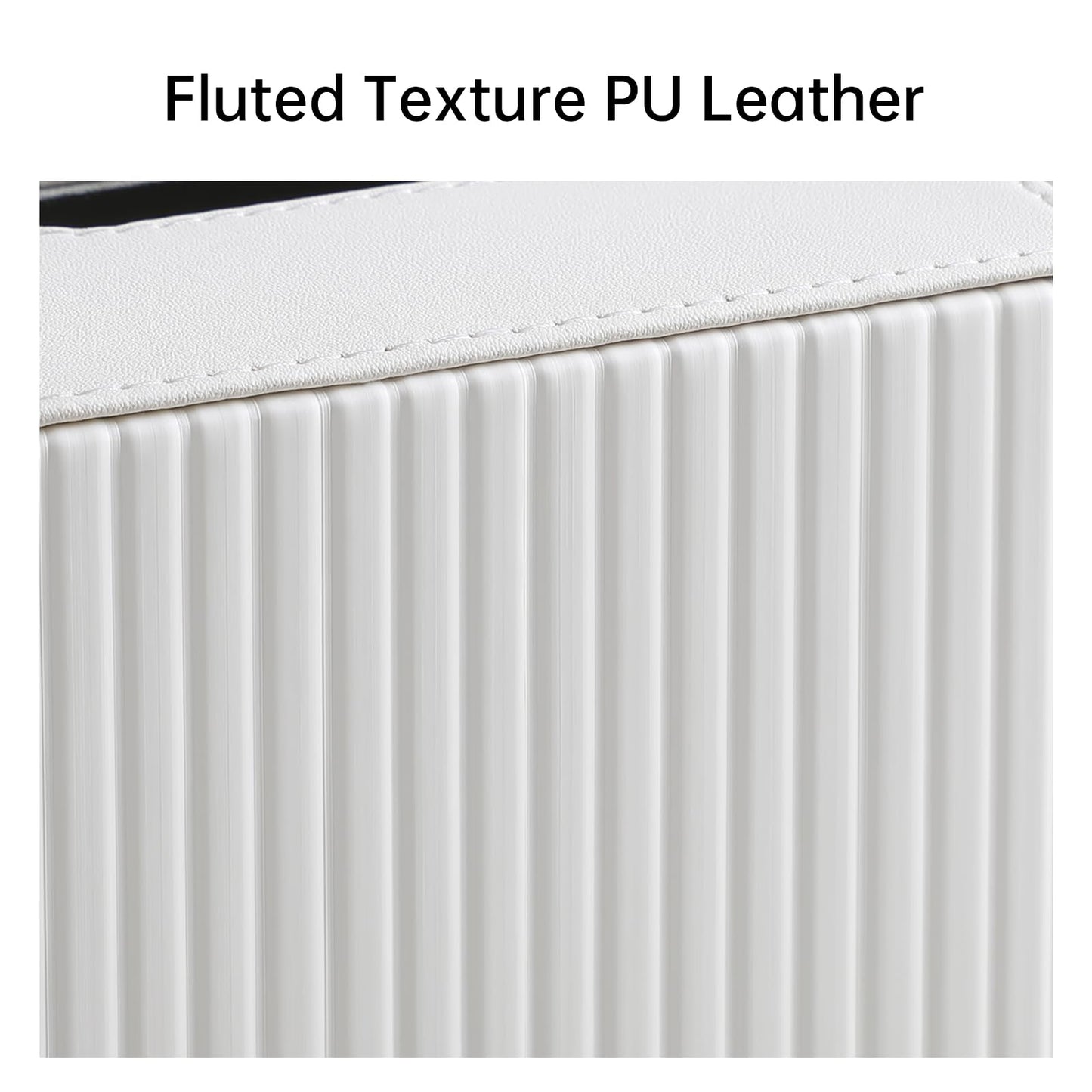 MEIBOOCH PU Leather Tissue Box Cover Square Tissue Box Holder with Magnetic Closure (Ivory)