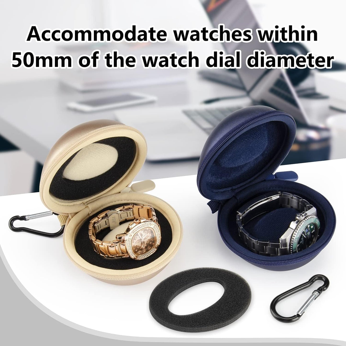 HELMDY Travel Watch Case Single Box for Men,Portable Watch Organizer Holder