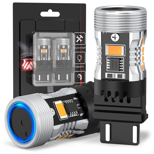AINOSEIN LED Bulb 3156/3157 Amber Yellow Turn Signal Light, 3570 Chips, CANBUS Error Free, Aluminum Material