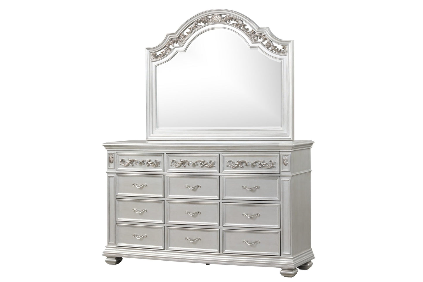 First of a Kind Valentina Silver Queen 4 Piece Bedroom Set