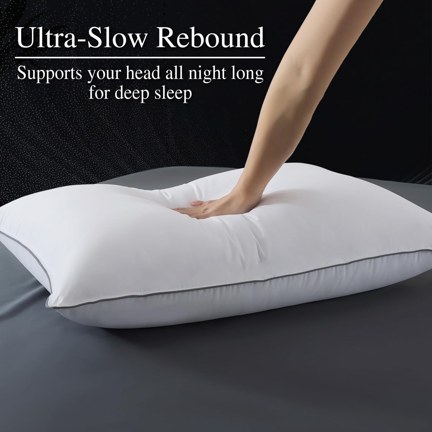 WhatsBedding Goose Down Pillows Queen Size Set of 2, Luxury Hotel Bed Pillows for Deep Sleep, Fluffy Soft Feather Down Pillow for Back, Stomach or Side Sleepers, 20" x 30"