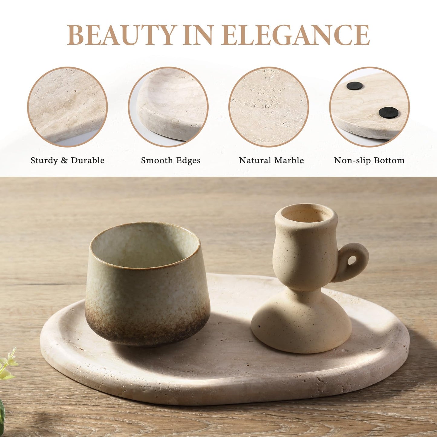 Koville Luxurious Natural Marble Vanity Tray, Cloud Shape Serving Stone Key Tray for Home Decor, 10" x 7" Marble Storage Trays for Bathroom, Stone Plate Holder for Perfume, Candle and Jewelry