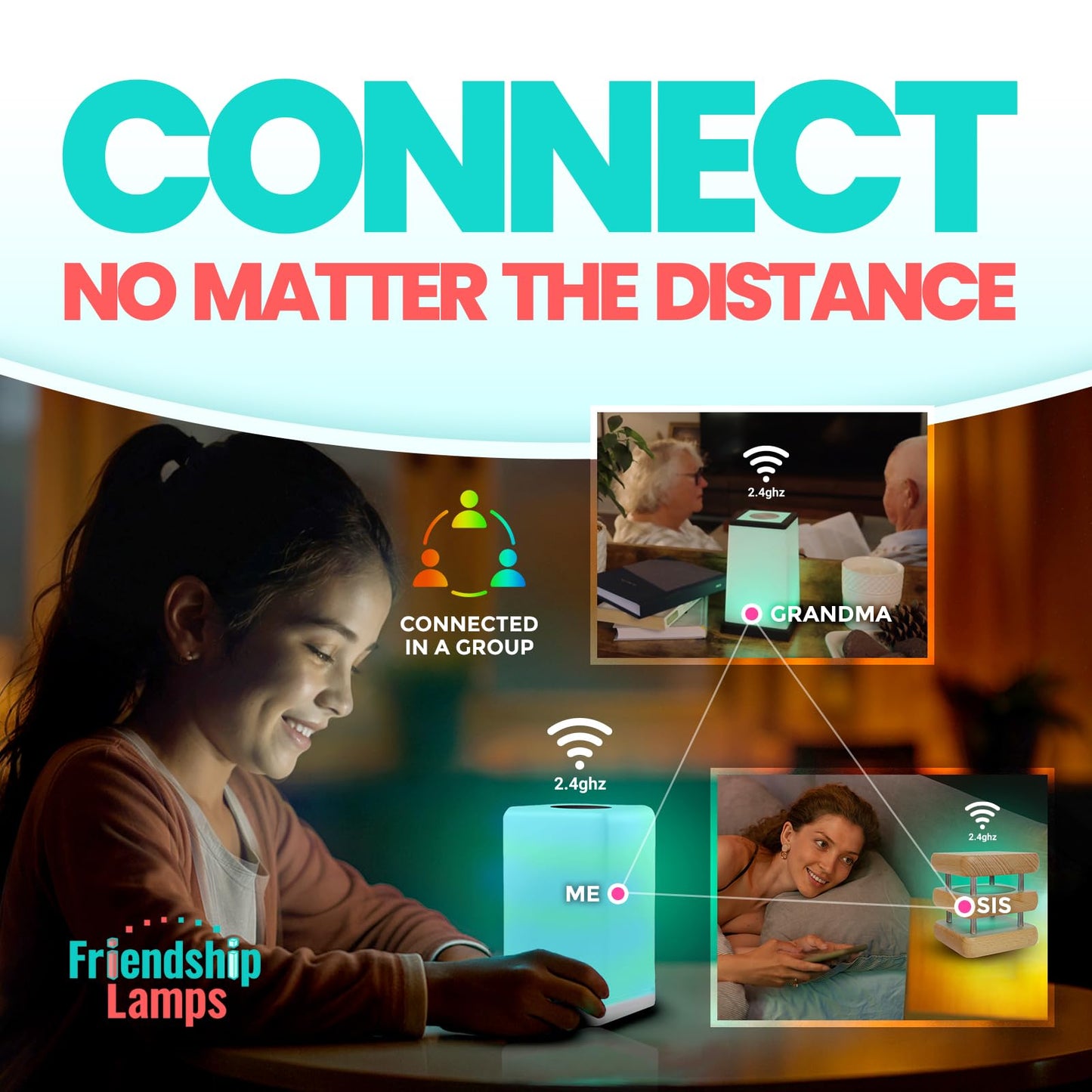 Friendship Lamp FriendLi by Filimin - Subscription Required Wi-Fi LED Light for Long Distance Touch Lamp, Present for Best Friend, Relationship, Family, Unique Gifts, Easy App Setup - Set of 2