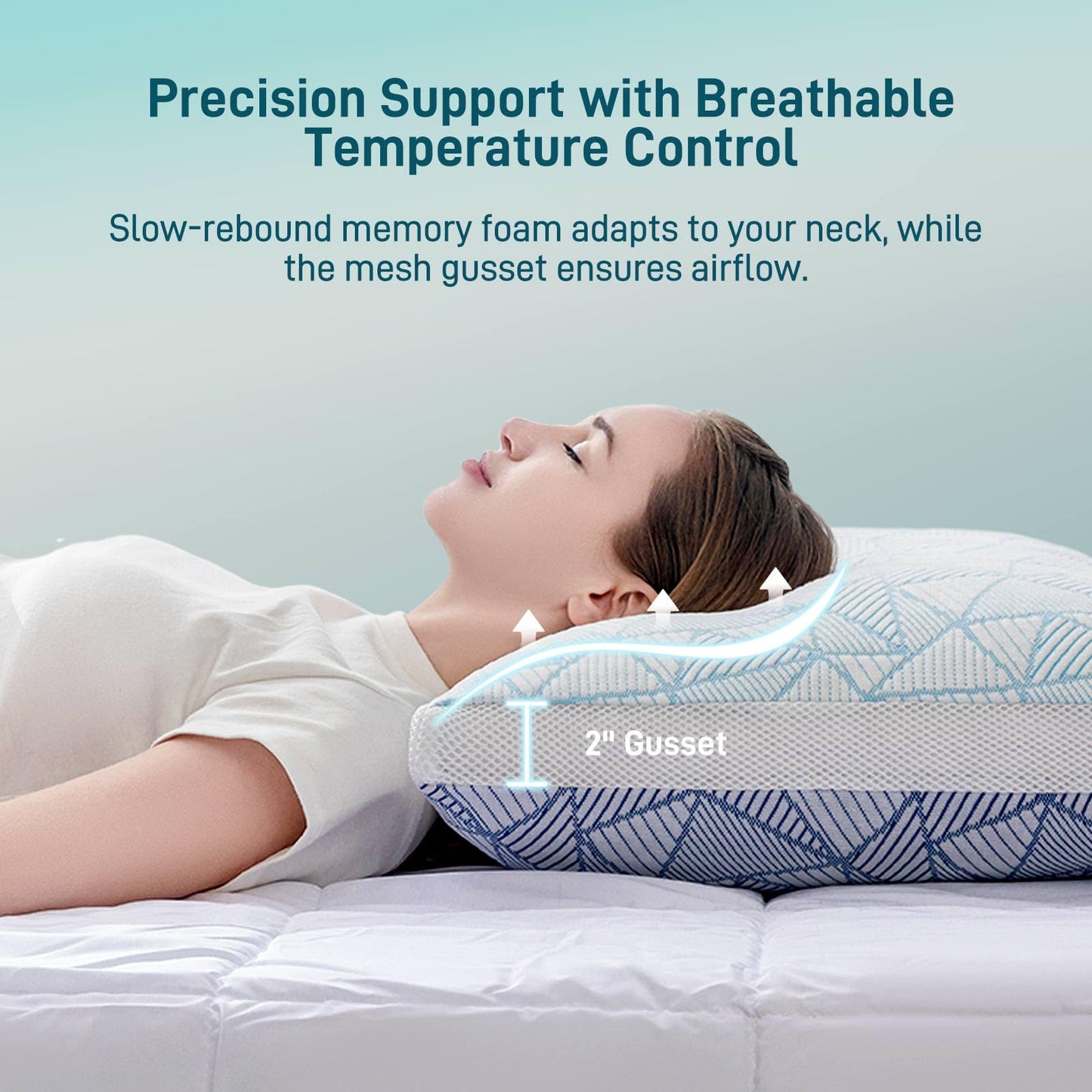 Cotelovo Shredded Memory Foam Cooling Soft Bamboo Viscose Pillows Adjustable Hypoallergenic Hotel Quality Pillows for Stomach, Back or Side Sleeper, Oeko-TEX Certified Queen Size Set of 2
