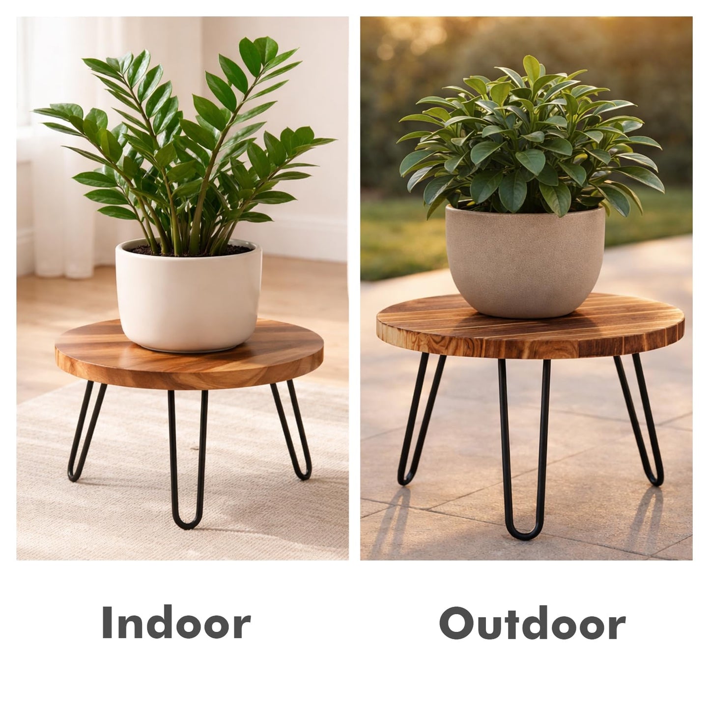 Wood Plant Stand 2 Pack Small Plant Stool Indoor 10 Inch Plant Riser Wooden Flower Stand Plant Holders Indoor Stand 6.3" Tall Planter Stands for Plants Corner Round Plant Table Outdoor Floor Plant Stand