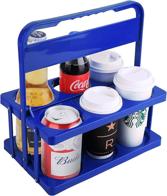 musbus Reusable Drink Carrier with Handle for Food Delivery Drivers, Portable Cup/Coffee Holder Accessories for Delivery, Foldable Drinks Caddy with Tray, Car Durable Plastic Festive Bottle, Vacation