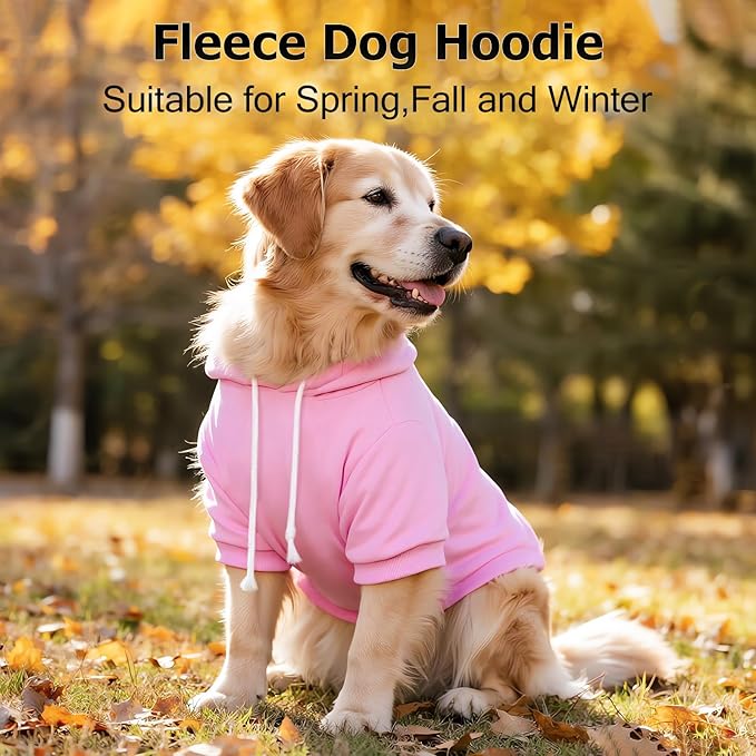 BAOBICUTE Dog Basic Hoodie Soft Dog Clothes Cold Weather Sweaters for Medium Large Dogs Cozy Fabric Warm Sweatshirt with Leash Hole (Pink, XXL (Back: 30.71",Chest:37", Neck: 27.56"))