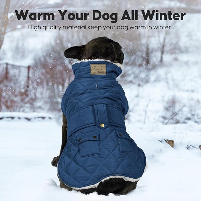 KYEESE Dog Coat Warm Pets Clothes for Cold Weather Soft Pet Sweater with Leash Hole Thick Pet Winter Puffer Coat with Pocket Windproof Dogs Jacket with Fleece Lined Waterproof Dog Coats for Large Dogs