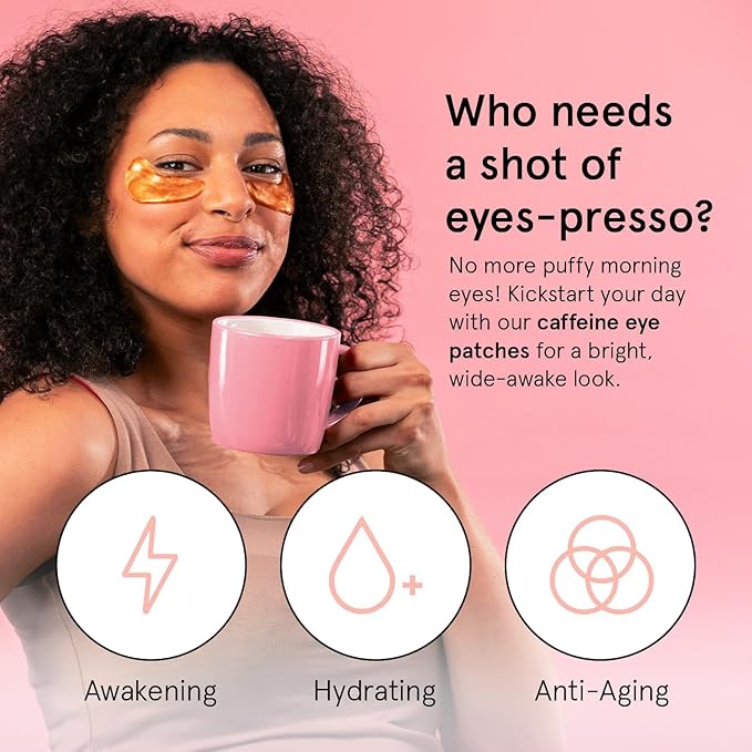 grace & stella Caffeine Under Eye Patches - Awakening Eye Patches for Puffy Eyes and Dark Circles - Under Eye Mask Patches with Niacinamide & Hyaluronic Acid - Vegan, Cruelty-Free (Bronze, 48 Pairs)