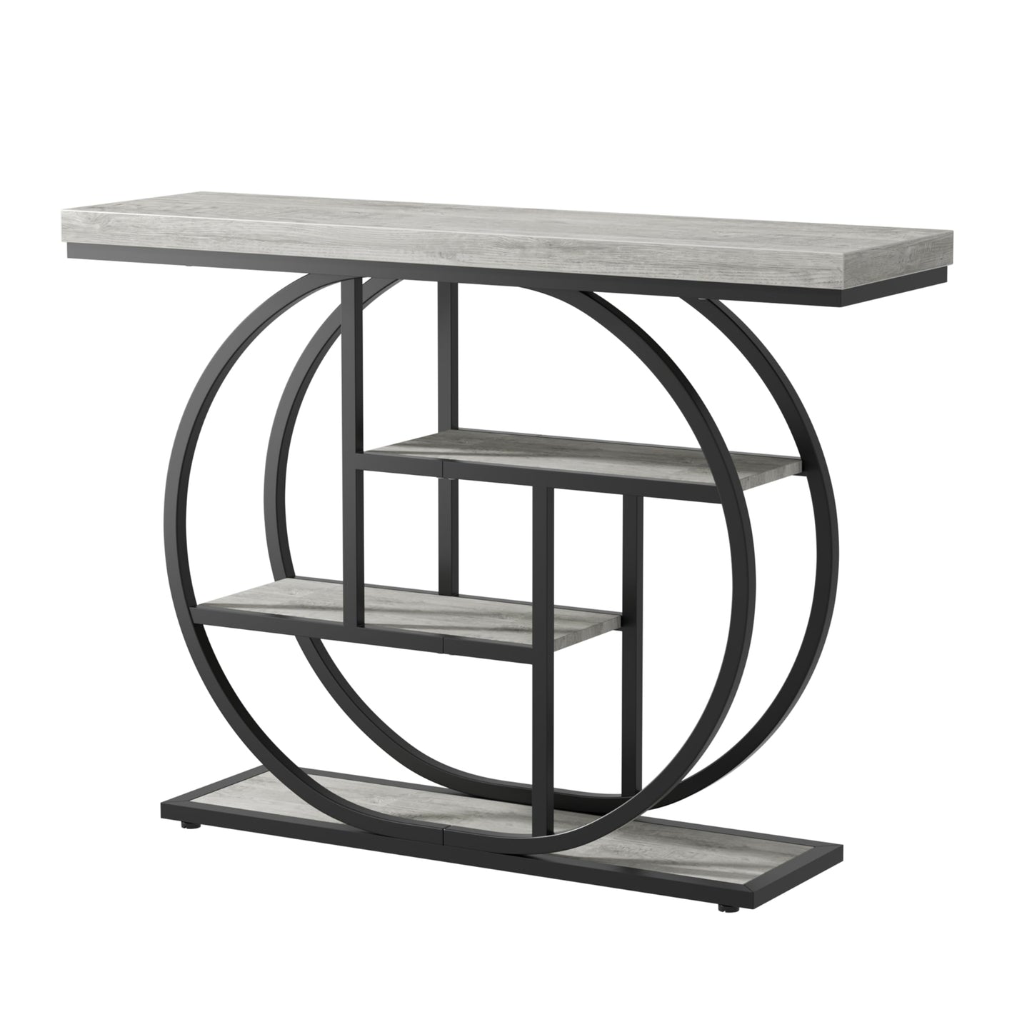 Shintenchi 41.3 inches Console Table with Storage, Industrial Entryway Table, 4-Tier Shelves Sofa Table Behind Couch, Narrow Wood Accent Table for Living Room, Entryway, Entrance, Hallway, Foyer, Grey
