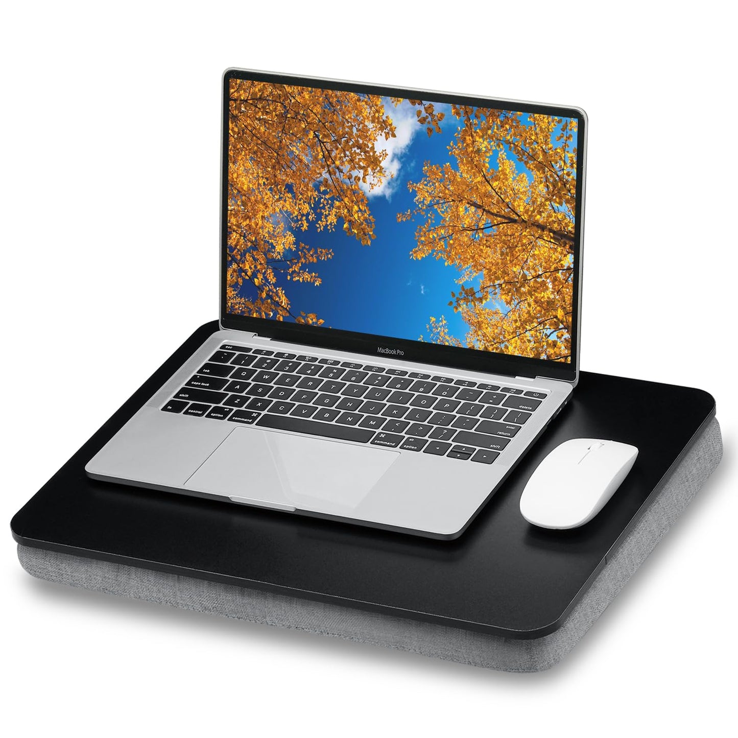 ZEAPTAC Lap Desk with Pillow Cushion, Portable Bed Desk, Fits up to 15.6 inch Laptop, Lap Stand for Bed & Couch & Carpet, Book/Tablet/Drawing Board Stand - Black