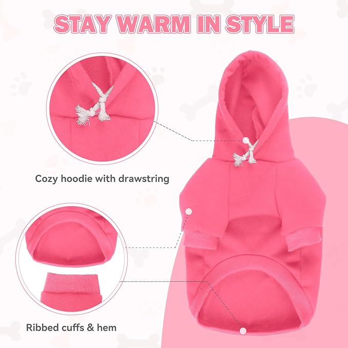 4XL Dog Sweaters for Large Dogs,Dog Hoodie,Cozy Fleece Interior Sweatshirt with Hood & Pocket,Leash Hole,Pet Clothes Sweater Hoodie for Large Dogs,Pink&4XL