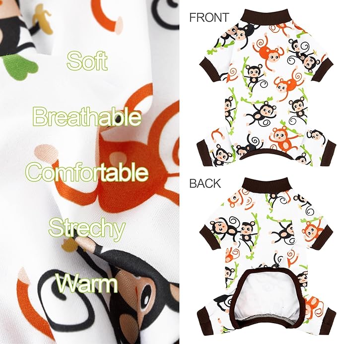 XPUDAC 4 Pack Dog Pajamas Soft Strechy Summer Doggie Clothes for Small Medium Dogs Boy Girl Cat Apparel-2X-Large