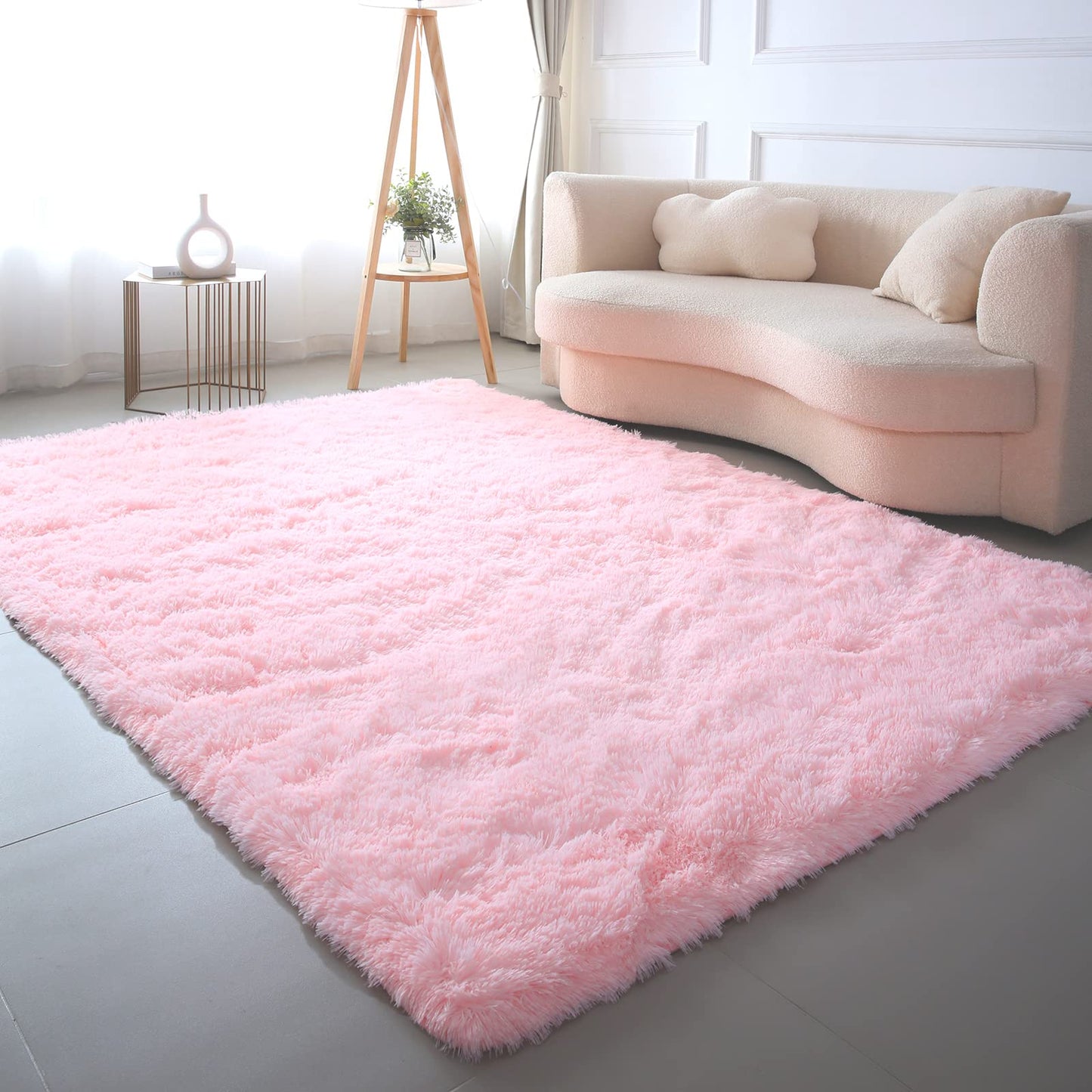 Pink Rug for Girls Bedroom 5x7: Ultra Soft Faux Fur Shag Rugs for Living Room,Modern Indoor Plush Fuzzy Carpets for Kids Nursery Dorm Room Decor