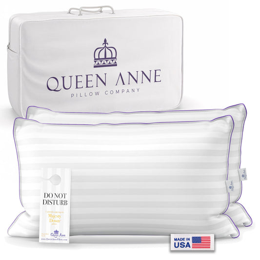 Queen Anne Hotel Pillows King Size Bed Pillows for Sleeping, Set of 2 – Adjustable Luxury Down Alternative for Side & Back Sleepers, Medium Support, Cooling, Hypoallergenic, Made in USA