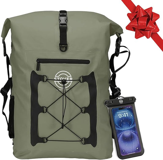 STOVER 5/10/25/30/40/55L Waterproof Dry Bag- Roll-Top Backpack w/Phone Case- Kayaking, Hiking, Camping, Boating- Men/Women