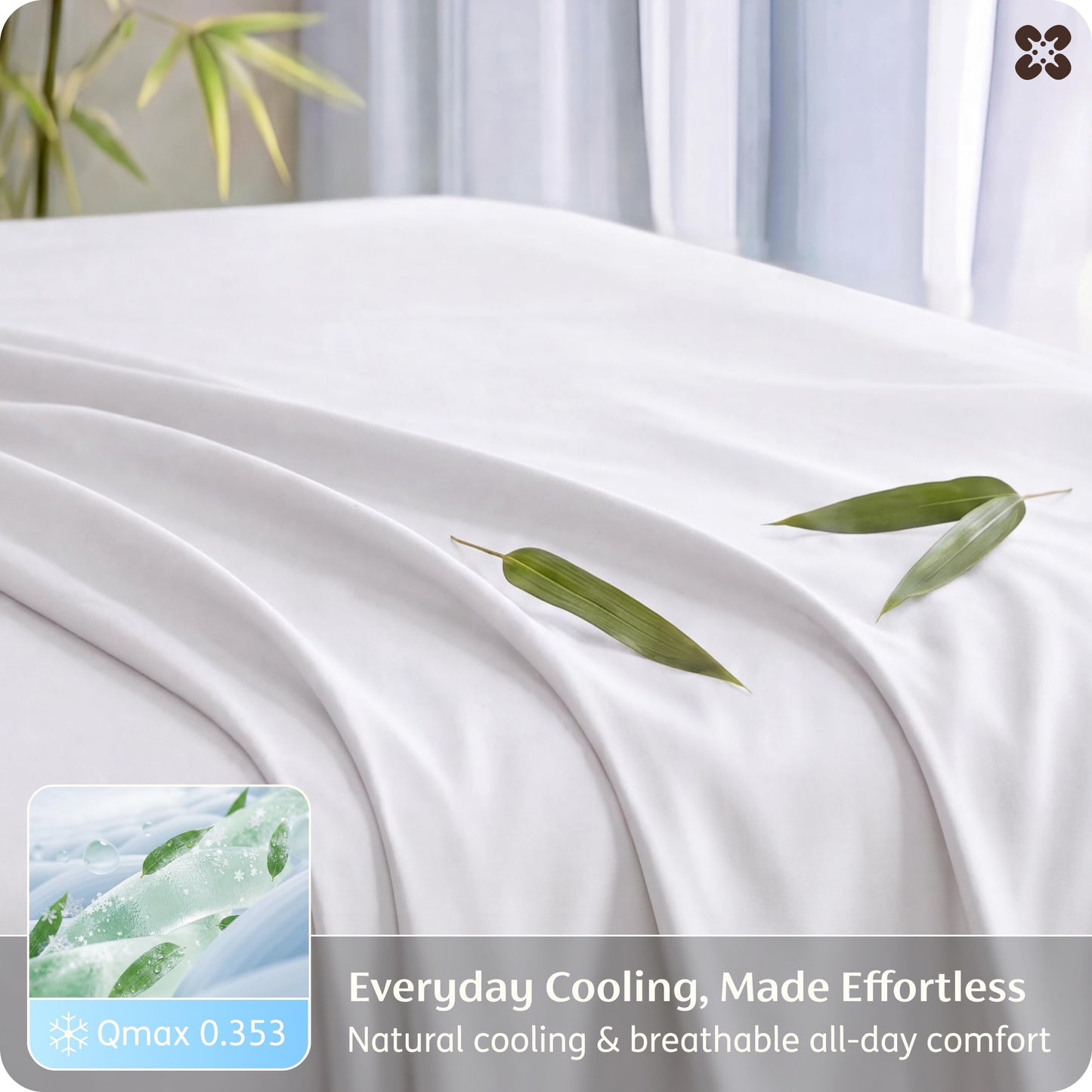 Bedsure Queen Sheet Set, Cooling Sheets for Queen Size Bed Set, Rayon Derived from Bamboo, PureWoven, Breathable & Soft, Deep Pocket Up to 16 Inches, Hotel Luxury Silky Bedding for Hot Sleepers, White