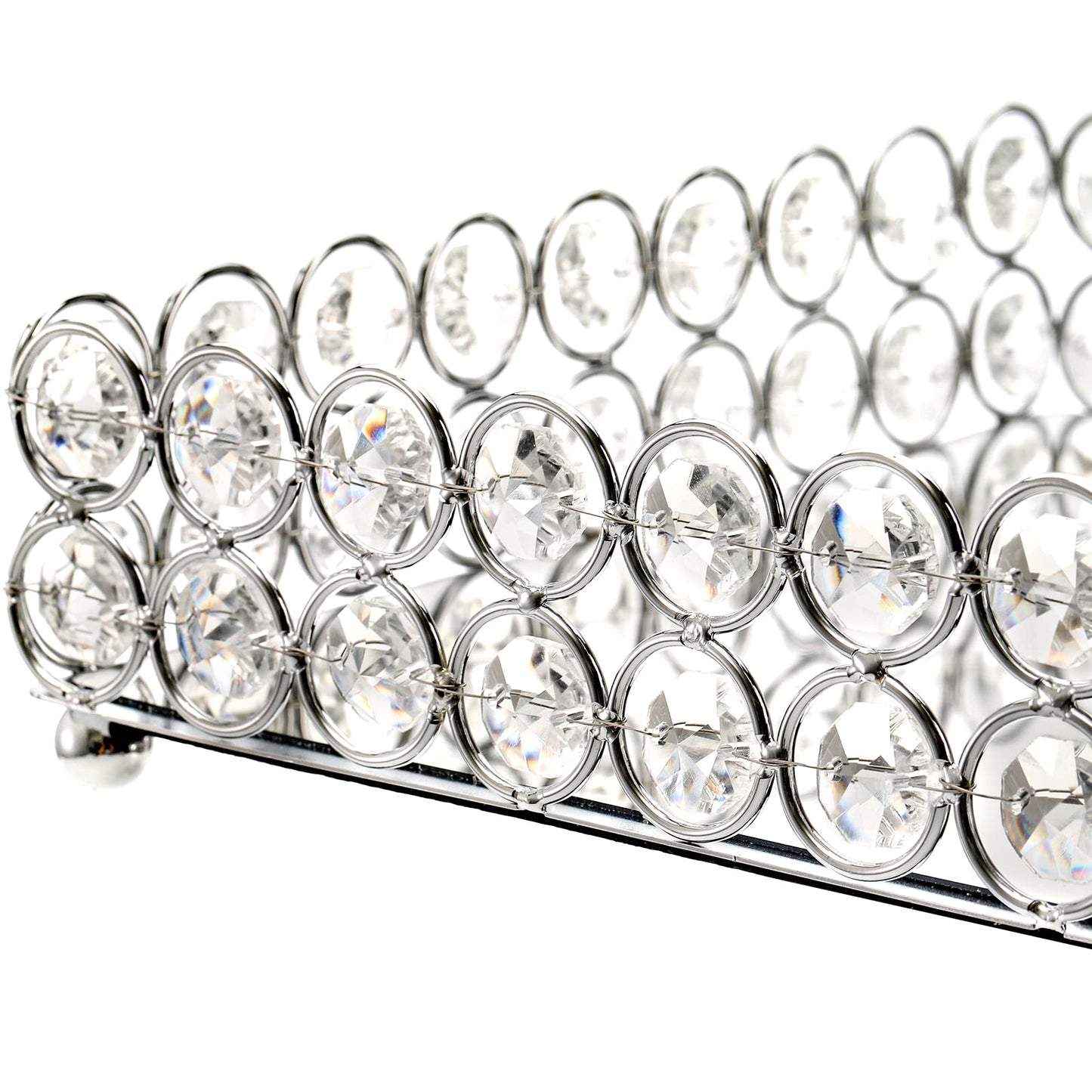 Hedume Crystal Cosmetic Mirrored Makeup Tray, 12.3" x 8", Large Jewelry Organizer, Ornate Decorative Vanity Tray for Dresser, Countertop, Wedding, Home, Bathroom