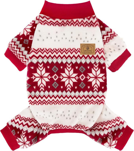 XPUDAC Dog Christmas Pajamas Fleece Dog Sweater for Small Medium Dogs Girl Boy Winter Puppy Clothes Holiday Pet Outfit, M