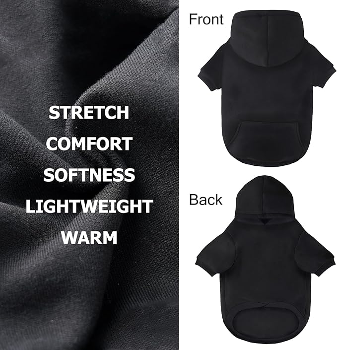 BAOBICUTE Dog Basic Hoodie Soft Dog Clothes Cold Weather Sweaters for Medium Large Dogs Cozy Fabric Warm Sweatshirt with Leash Hole (Black, M (Back: 16.54",Chest: 22.05", Neck: 16.54"))