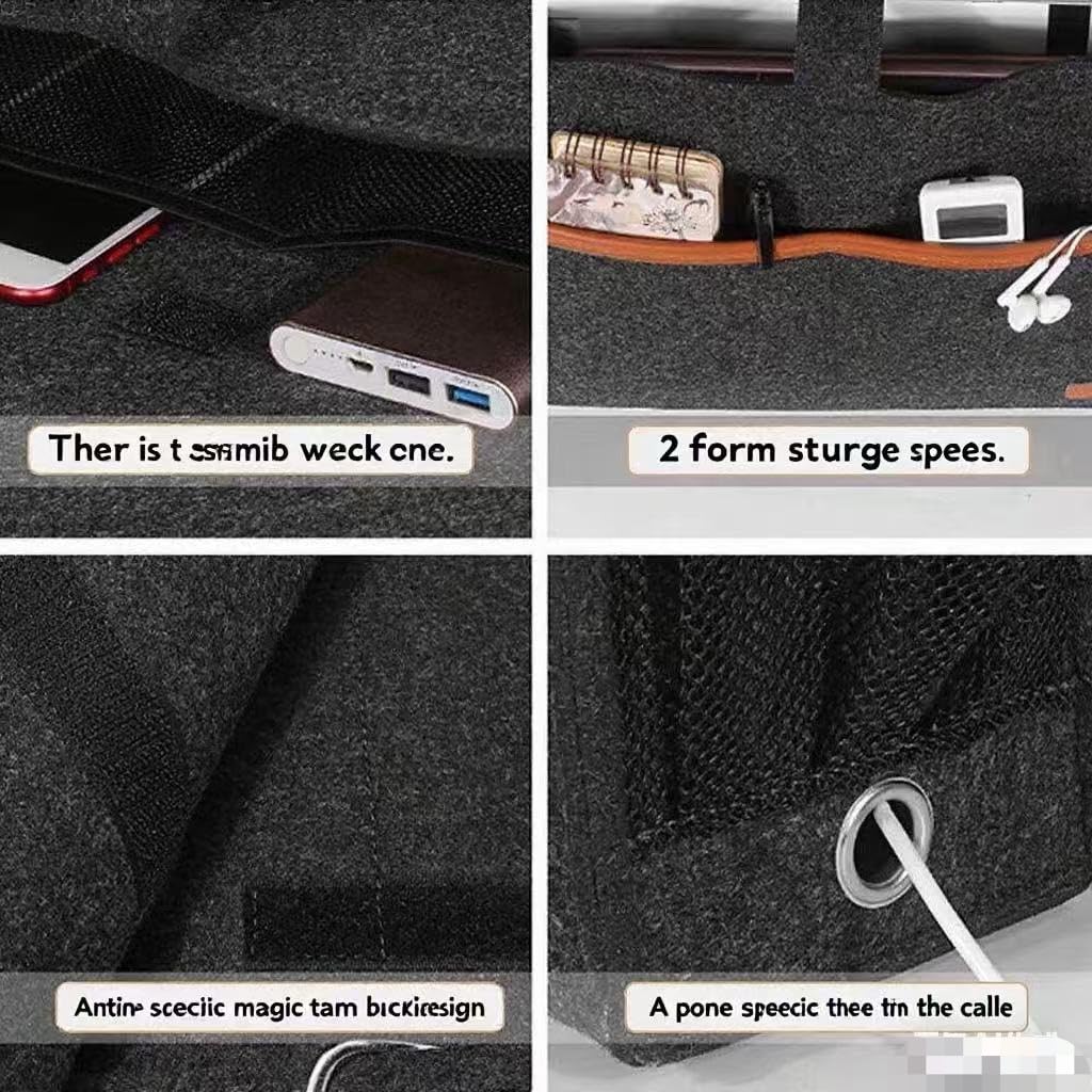 Zurci Bedside Caddy - Hanging Storage Pouch for Bedside, Couch, Dorm Room - Multi-Pocket Wall Mounted Felt Storage Organizer for Bedroom,With Tissue Box Cover Holde (Dark Gray)