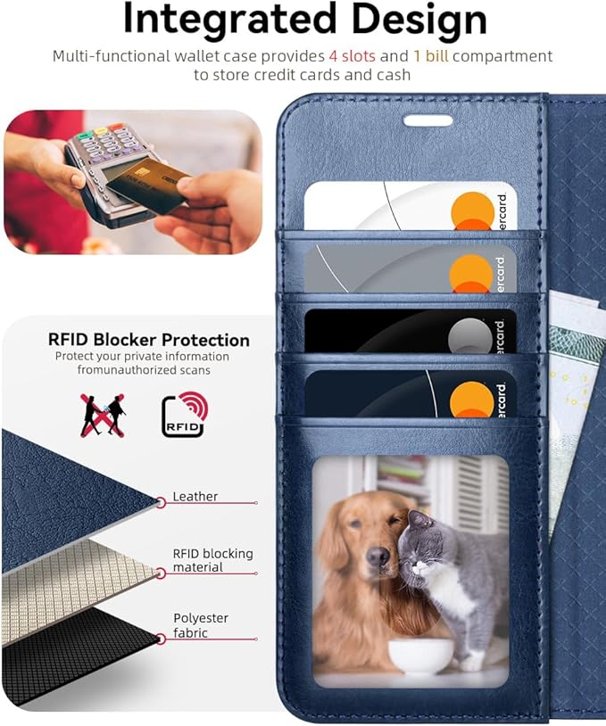 OCASE Compatible with Galaxy S25 FE Wallet Case, PU Leather Flip Folio Case with Card Holders RFID Blocking Kickstand [Shockproof TPU Inner Shell] Protective Phone Cover 2025, Blue