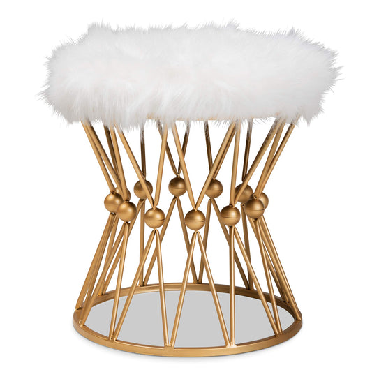 Baxton Studio Ottomans, White/Gold
